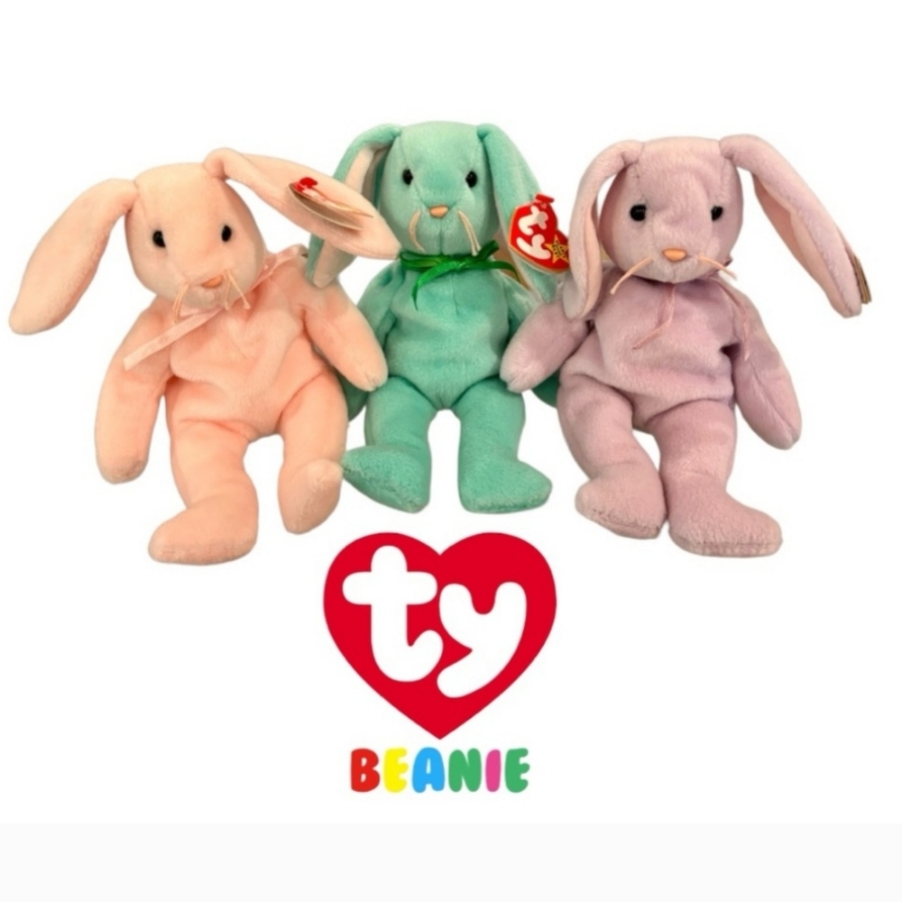 🆕TY | Vtg ‘96 Rare Set of 3 Original Beanie Babies - Floppity, Hippity, Hoppity